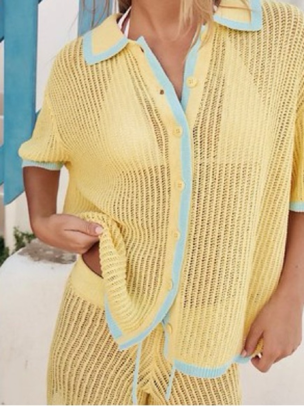 NEW NO TAGS SIZE S Yellow Knit Set with shorts